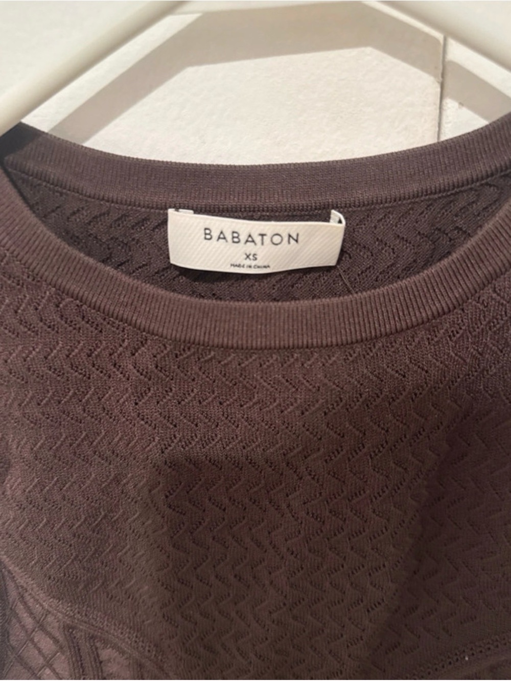 Babaton Chocolate Brown Textured Crewneck Sweater